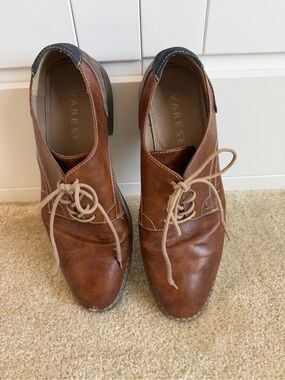Varese Men's Brown Leather Lace-Up Slip-On Loafers
